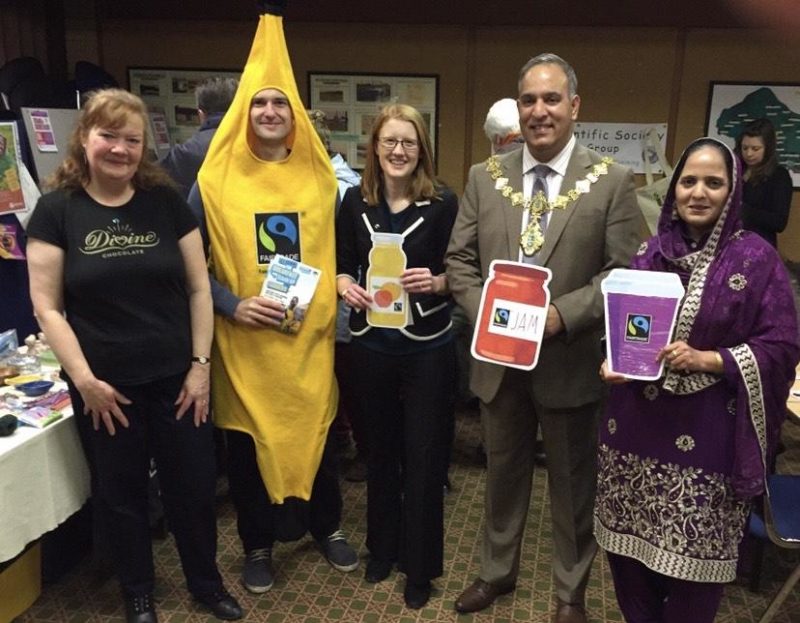 Kay is pictured here on the far left during a Fairtrade coffee morning