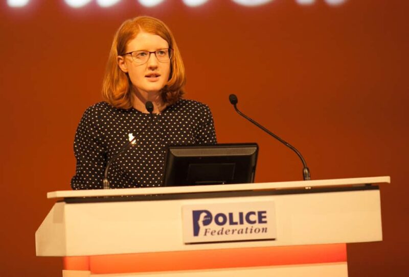 Holly speaking at the Police Federation