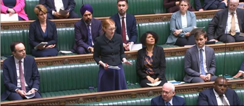 Holly questioning the Government on the appalling situation in Gaza